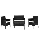 HAOYYE 2pcs Arm Chairs 1pc Loveseat and Tempered Glass Coffee Table Rattan Sofa Set, All-Weather PE Wicker Patio Conversation Furniture with Cushions for Balcony, Backyard, Deck
